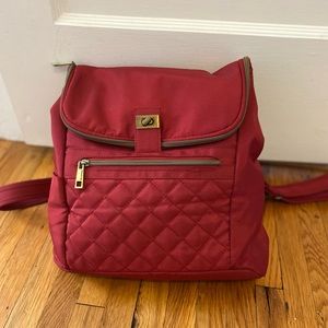 Travelon Foldover Quilted RFID Convertible Backpack, Burgundy